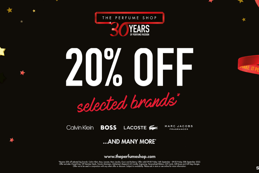 Enjoy 20% off on selected brands on 24th and 25th September 2022. 